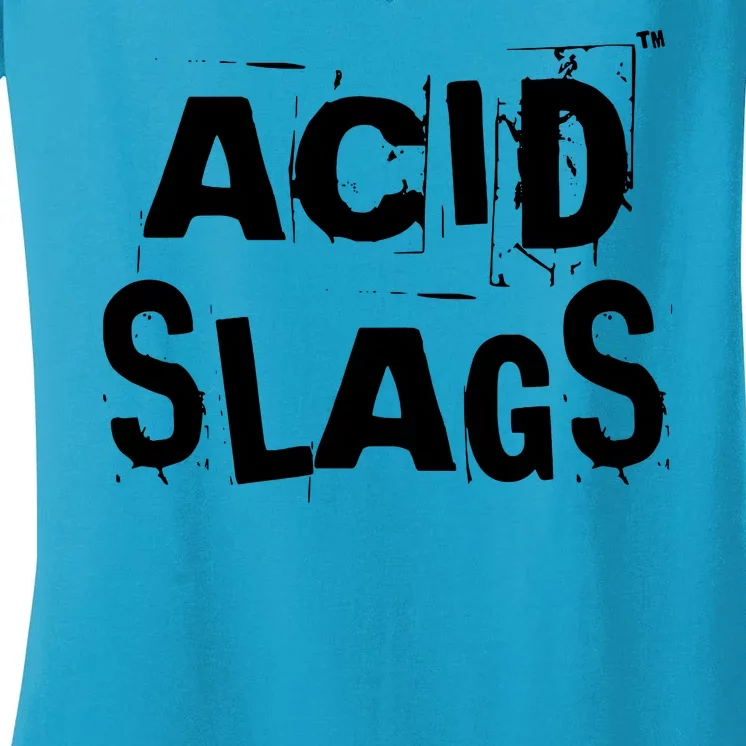 ACID SLAGS Logo Women's V-Neck T-Shirt