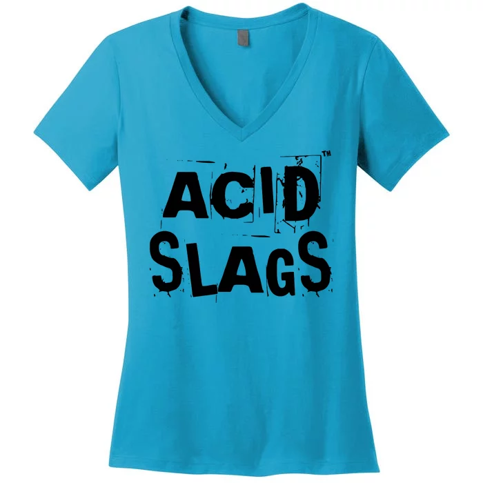 ACID SLAGS Logo Women's V-Neck T-Shirt