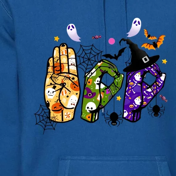 American Sign Language Boo Asl Halloween For Gift Premium Hoodie