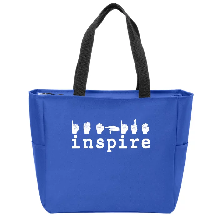 ASL Sign Langage Inspire Zip Tote Bag