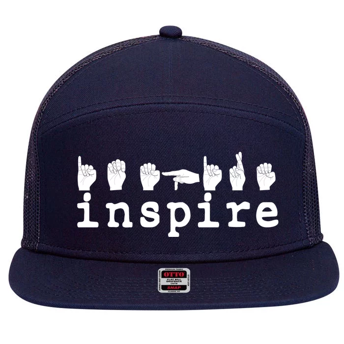 ASL Sign Langage Inspire 7 Panel Mesh Trucker Snapback Hat