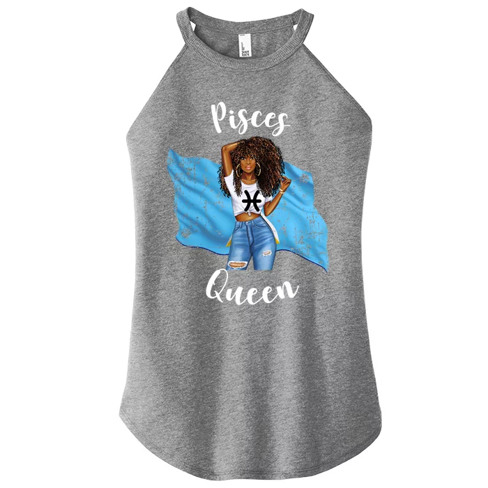 Afro St Lucian Pisces Queen Zodiac Star Sign Birthday Flag Cute Gift Women’s Perfect Tri Rocker Tank