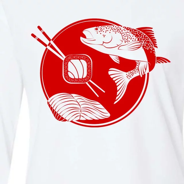 Anime Sushi Logo Salmon Sashimi Sushi Womens Cotton Relaxed Long Sleeve T-Shirt