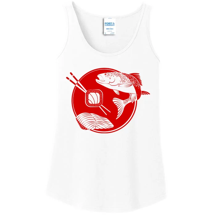 Anime Sushi Logo Salmon Sashimi Sushi Ladies Essential Tank