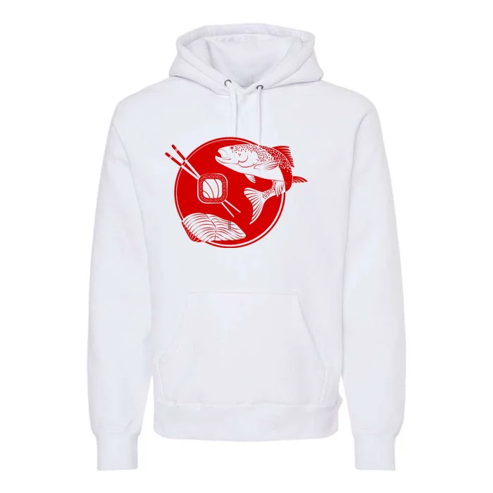 Anime Sushi Logo Salmon Sashimi Sushi Premium Hoodie