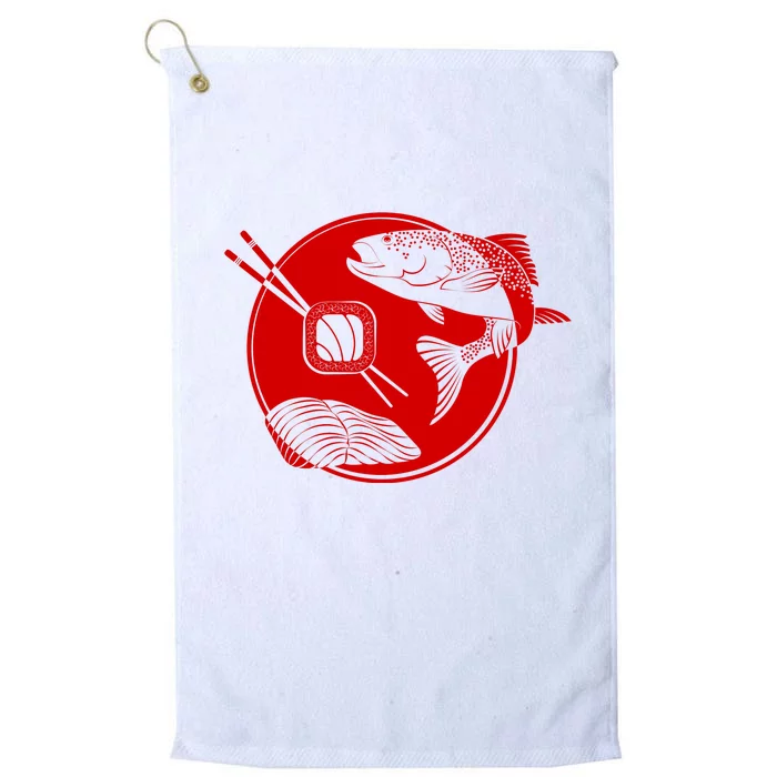 Anime Sushi Logo Salmon Sashimi Sushi Platinum Collection Golf Towel