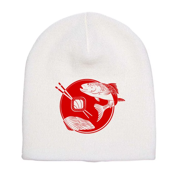 Anime Sushi Logo Salmon Sashimi Sushi Short Acrylic Beanie