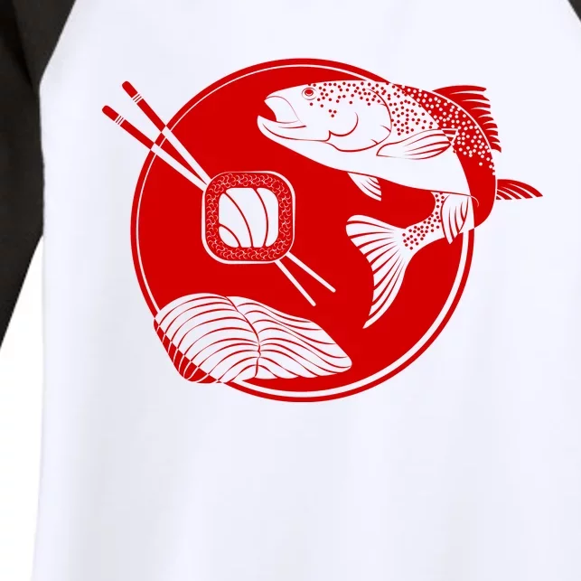 Anime Sushi Logo Salmon Sashimi Sushi Women's Tri-Blend 3/4-Sleeve Raglan Shirt