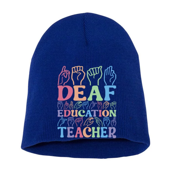 American Sign Language Deaf Education Teacher Gift Short Acrylic Beanie