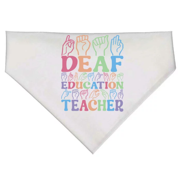 American Sign Language Deaf Education Teacher Gift USA-Made Doggie Bandana