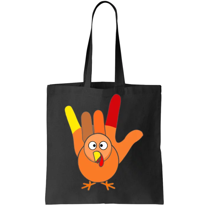 American Sign Language I Love You Thanksgiving Turkey Tote Bag