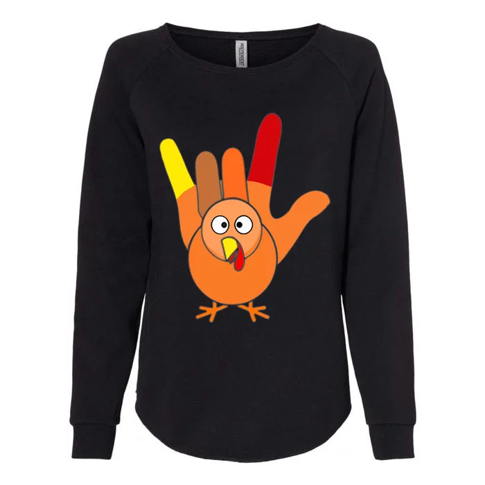 American Sign Language I Love You Thanksgiving Turkey Womens California Wash Sweatshirt