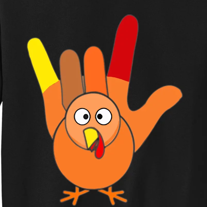 American Sign Language I Love You Thanksgiving Turkey Tall Sweatshirt