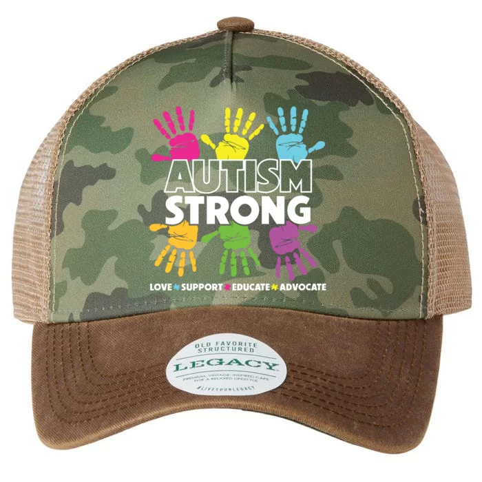 Autism Strong Love Support Educate Advocate Autism Awareness Legacy Tie Dye Trucker Hat