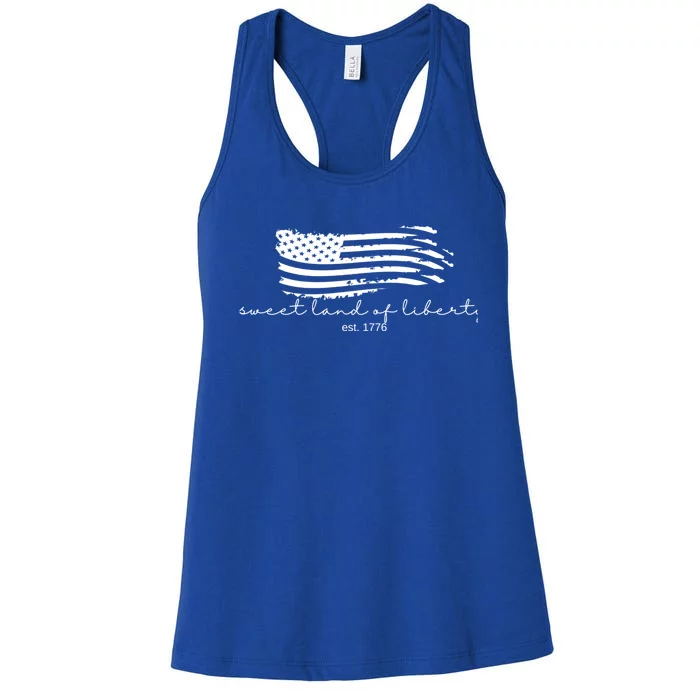 America Sweet Land Of Liberty Est 1776 Patriotic Gift Women's Racerback Tank