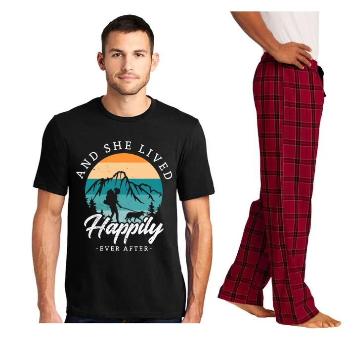 And She Lived Happily Ever After Hiking With Dog Hiking Girl Gift Pajama Set