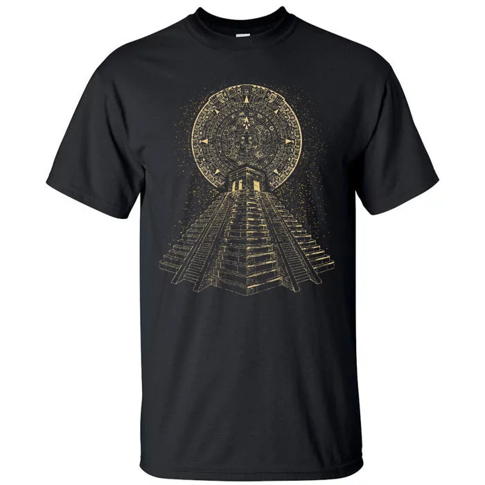 Ancient Sacred Mayan Aztec Calendar Pyramid Geometry Tall T-Shirt