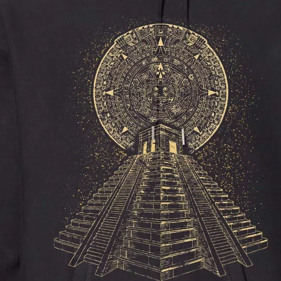 Ancient Sacred Mayan Aztec Calendar Pyramid Geometry Premium Hoodie