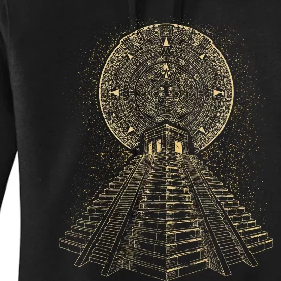 Ancient Sacred Mayan Aztec Calendar Pyramid Geometry Women's Pullover Hoodie