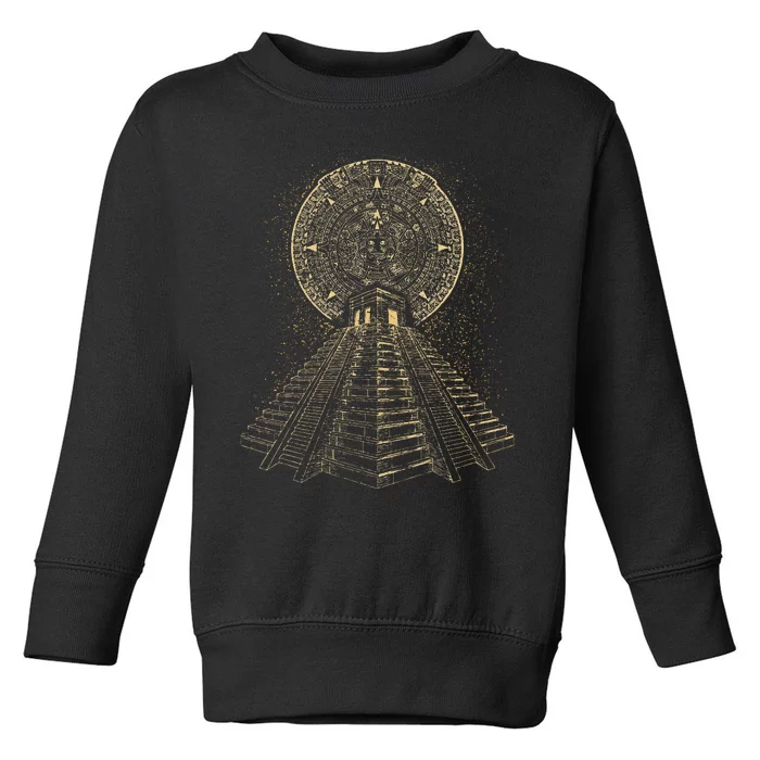 Ancient Sacred Mayan Aztec Calendar Pyramid Geometry Toddler Sweatshirt