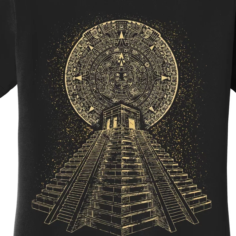 Ancient Sacred Mayan Aztec Calendar Pyramid Geometry Women's T-Shirt