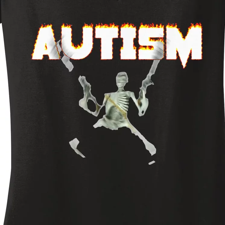 Autism Skeleton Meme Women's V-Neck T-Shirt