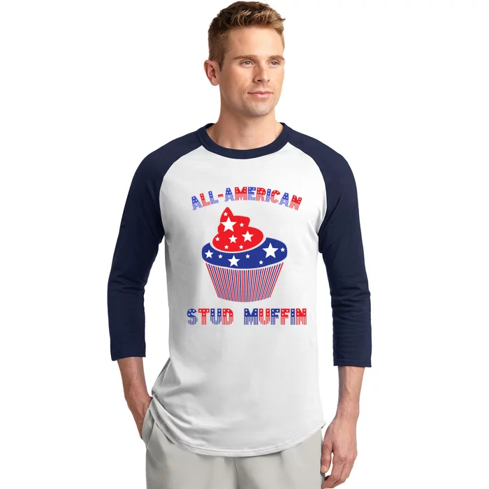 Allamerican Stud Muffin Gift Baseball Sleeve Shirt