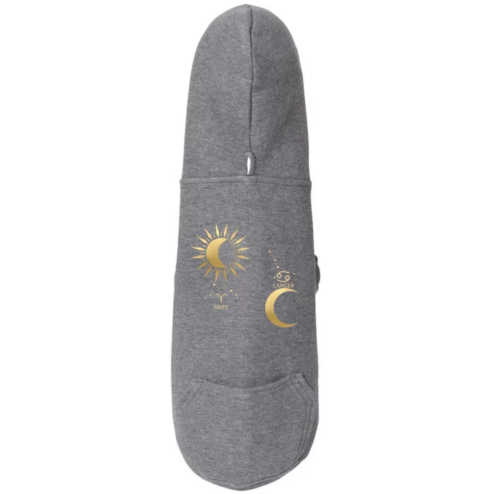 Aries Suncancer Moon Zodiac Gift Doggie 3-End Fleece Hoodie