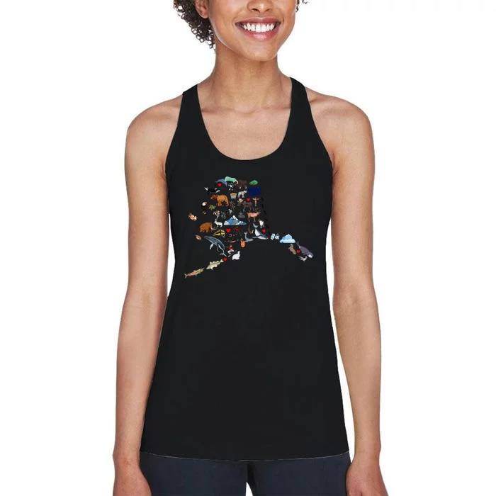 Alaska State Map Funny Design Women's Racerback Tank