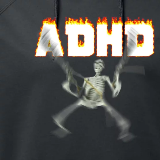 ADHD Skeleton Meme Performance Fleece Hoodie