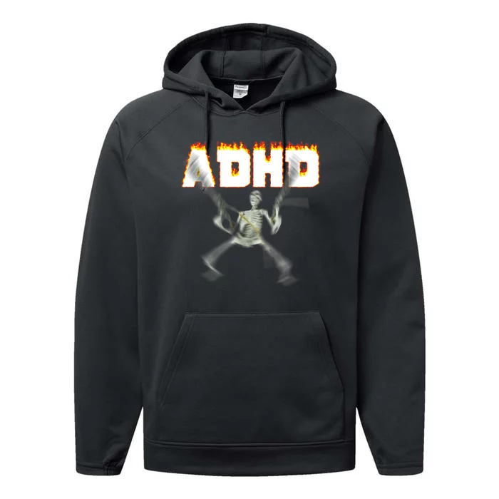 ADHD Skeleton Meme Performance Fleece Hoodie