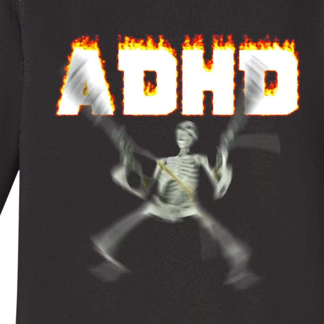 ADHD Skeleton Meme Baby Long Sleeve Bodysuit