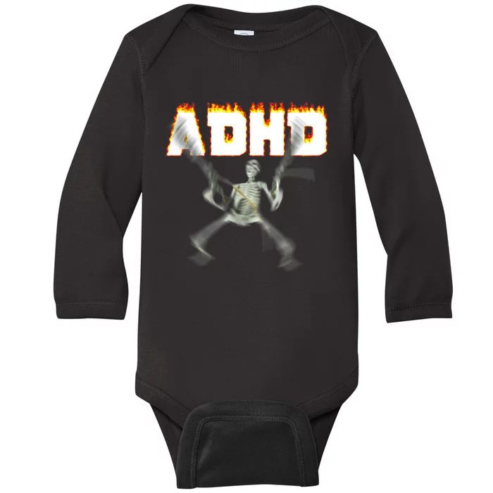 ADHD Skeleton Meme Baby Long Sleeve Bodysuit