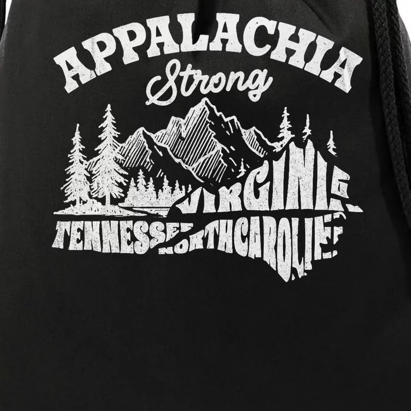 Appalachia Strong Mountain Outdoors Hiking Nc Design Drawstring Bag