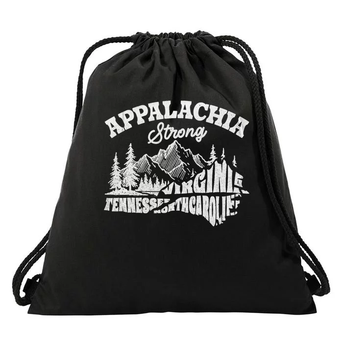 Appalachia Strong Mountain Outdoors Hiking Nc Design Drawstring Bag