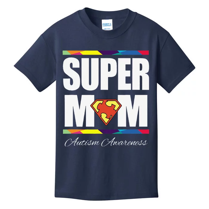 Autism Super Mom Awareness Gift For Mother's Day Kids T-Shirt