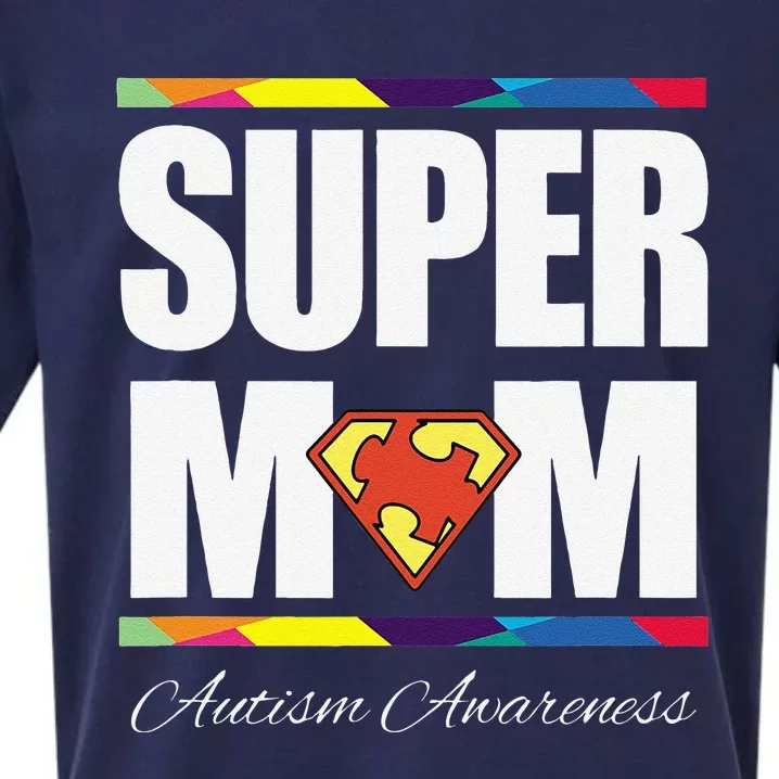 Autism Super Mom Awareness Gift For Mother's Day Sueded Cloud Jersey T-Shirt