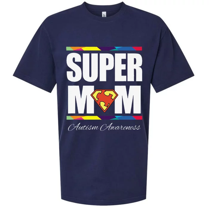 Autism Super Mom Awareness Gift For Mother's Day Sueded Cloud Jersey T-Shirt