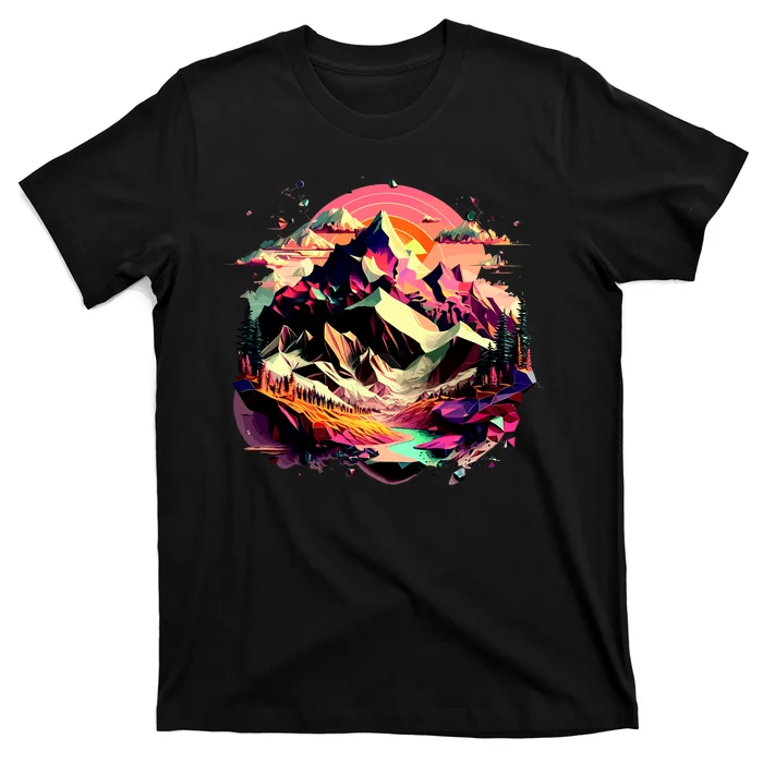 Abstract Swiss Mountains With Wild Nature T-Shirt