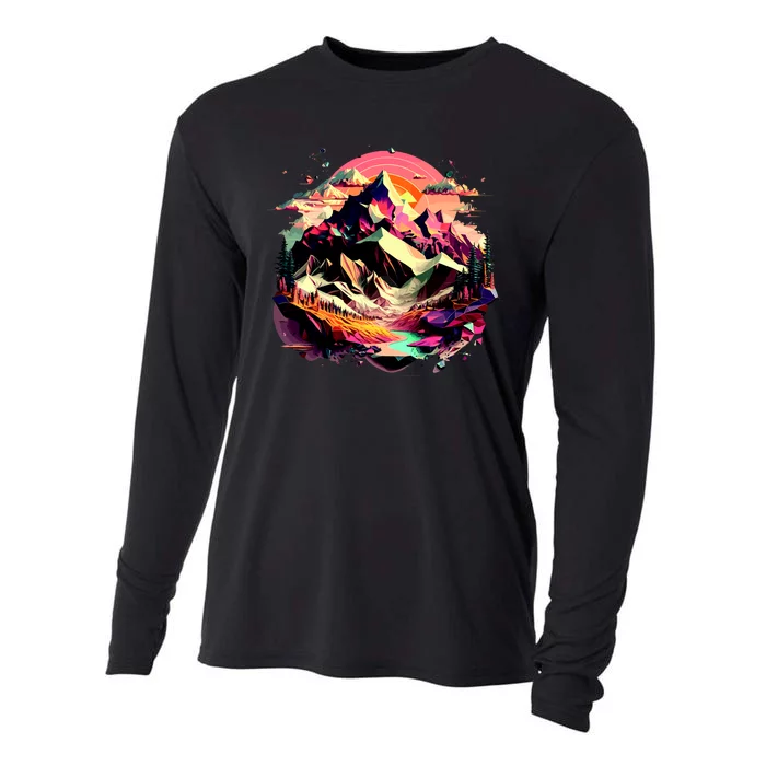 Abstract Swiss Mountains With Wild Nature Cooling Performance Long Sleeve Crew