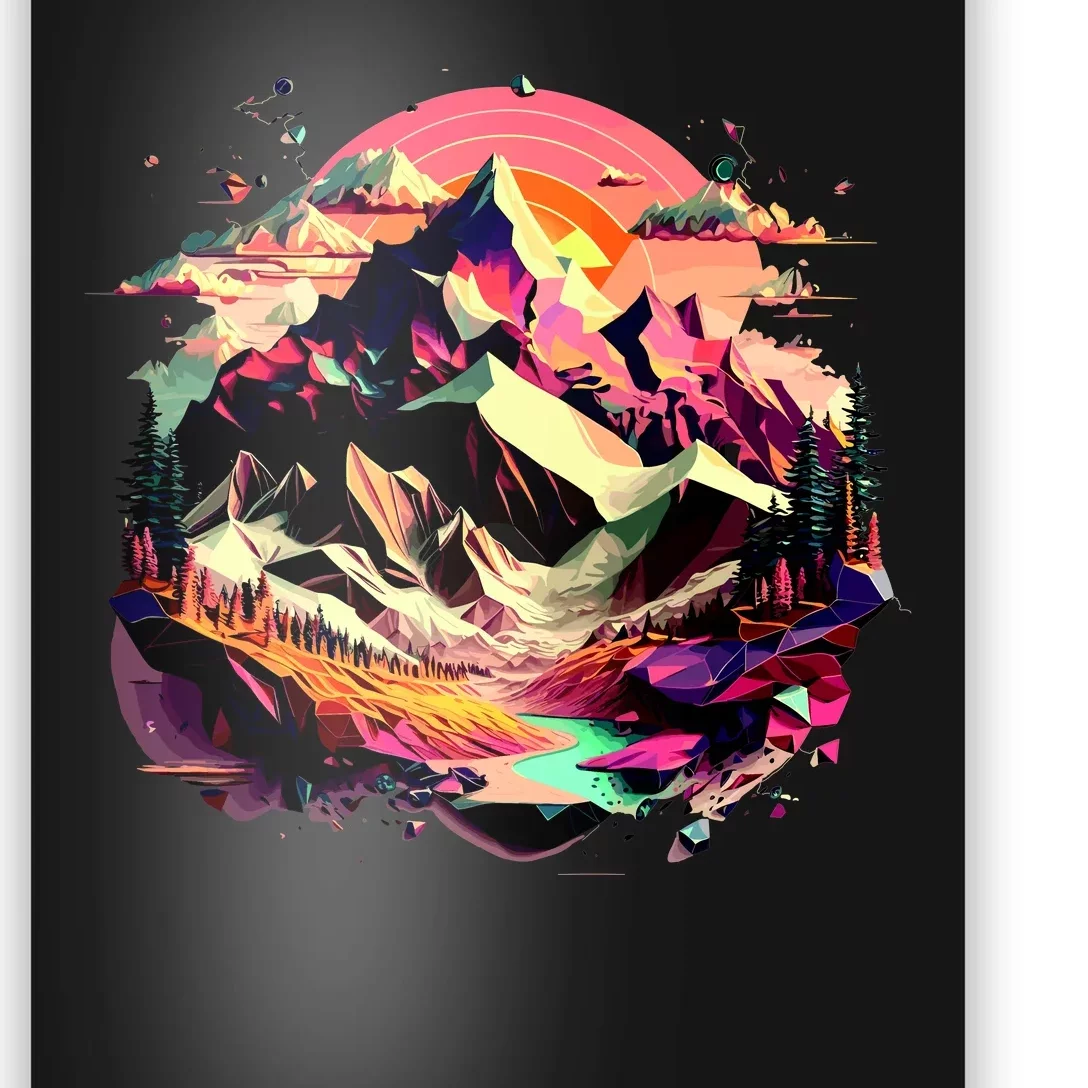 Abstract Swiss Mountains With Wild Nature Poster