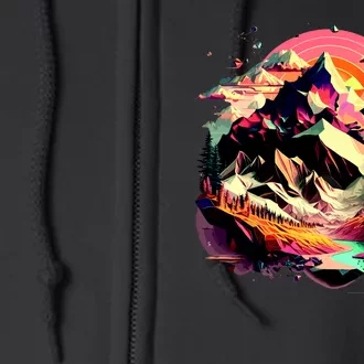 Abstract Swiss Mountains With Wild Nature Full Zip Hoodie