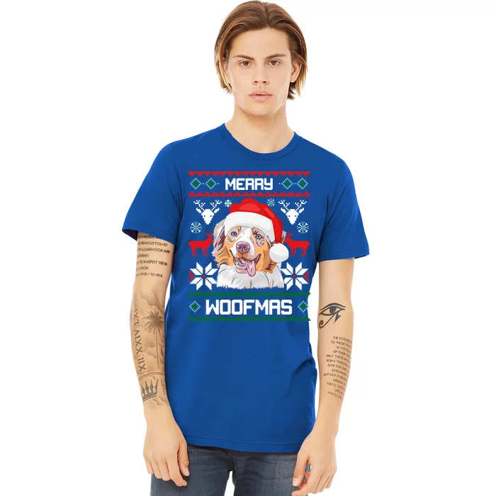 Australian Shepherd Merry Woofmas Dog Christmas Xmas Gift Premium T-Shirt