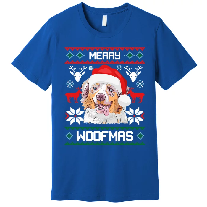 Australian Shepherd Merry Woofmas Dog Christmas Xmas Gift Premium T-Shirt