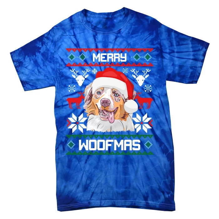 Australian Shepherd Merry Woofmas Dog Christmas Xmas Gift Tie-Dye T-Shirt