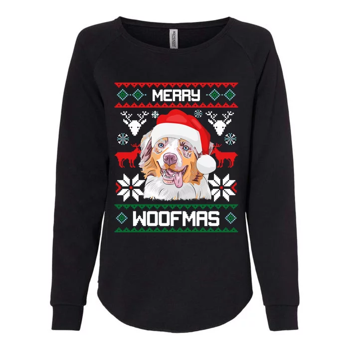 Australian Shepherd Merry Woofmas Christmas Gift Womens California Wash Sweatshirt