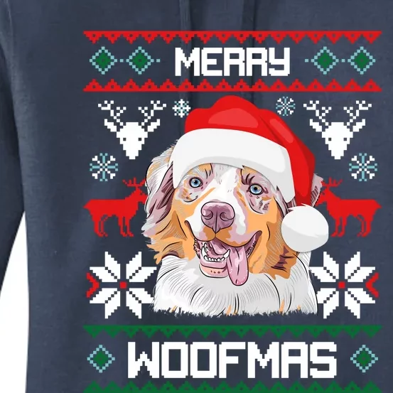 Australian Shepherd Merry Woofmas Christmas Gift Women's Pullover Hoodie