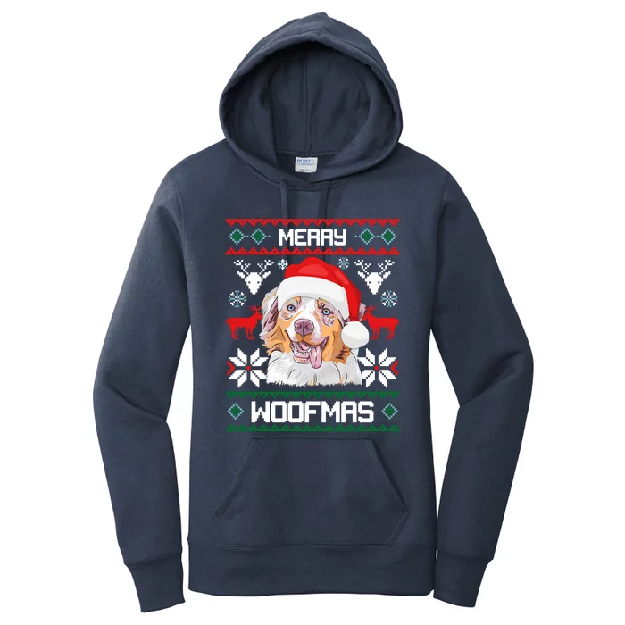 Australian Shepherd Merry Woofmas Christmas Gift Women's Pullover Hoodie