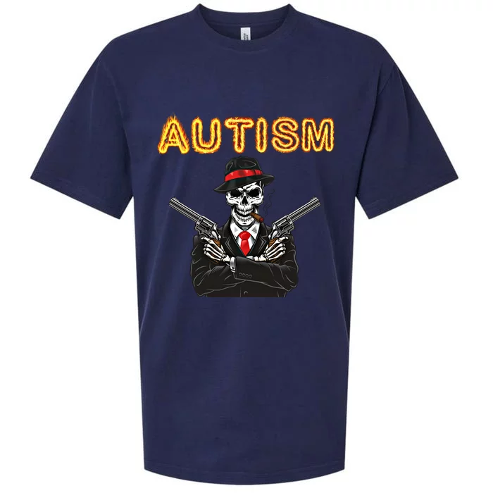 Autism Skeleton Meme Funny Design Great Gift Sueded Cloud Jersey T-Shirt