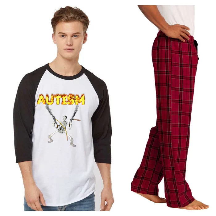 Autism Skeleton Meme Funny Gift Raglan Sleeve Pajama Set